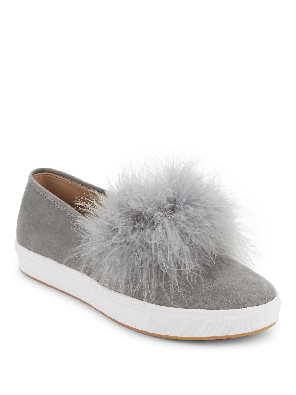 Steve Madden Synthetic Emily Pom Pom Sneakers in Grey (Gray) | Lyst