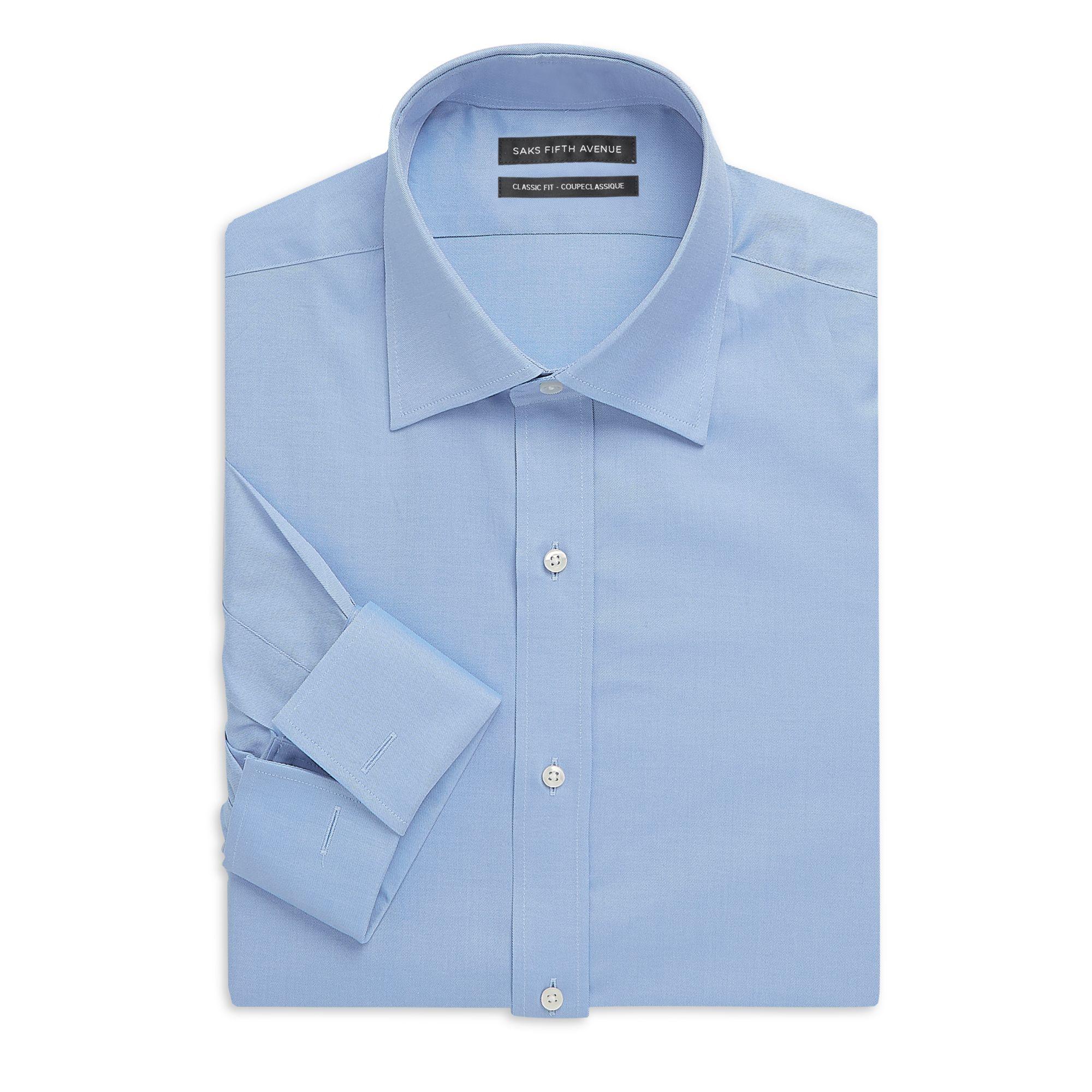 Saks Fifth Avenue Solid Twill Cotton Dress Shirt in Blue for Men - Save ...