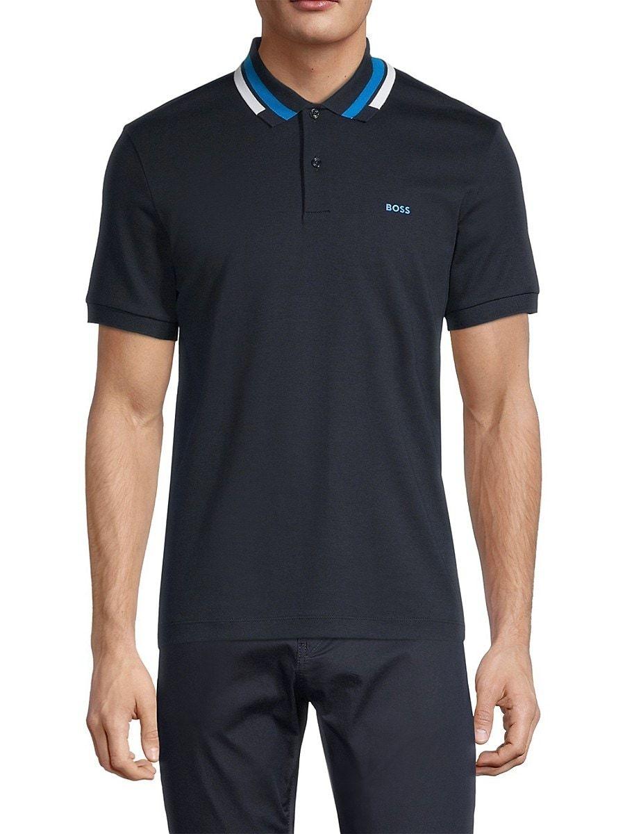 BOSS by HUGO BOSS Phillipson Tipped Polo in Blue for Men | Lyst