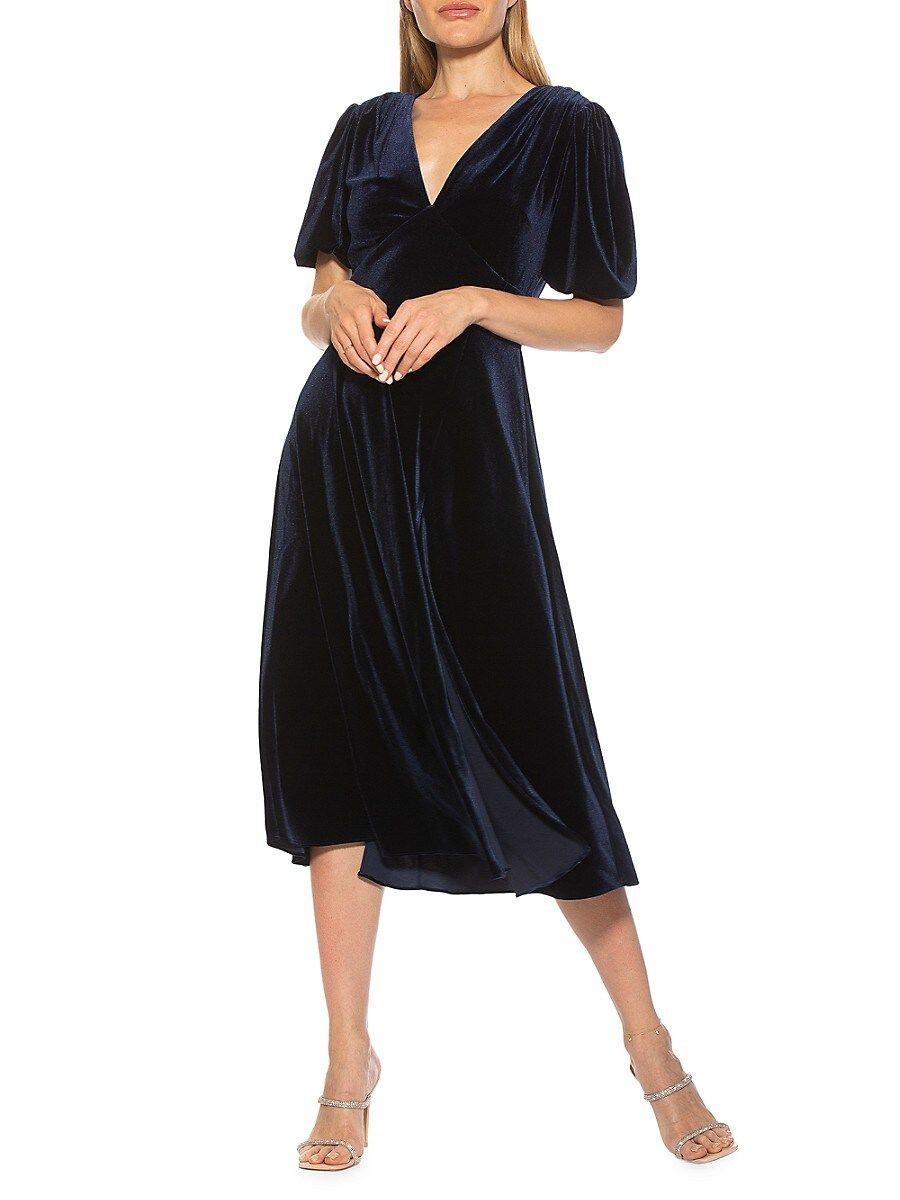 Alexia Admor Nola Velvet Fit Flare Dress In Navy Black Lyst