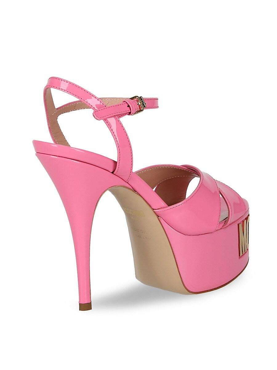 サンダル・ミュール Moschino Pink Slingback Sandals Moschino logo-print Leather Platform Sandals | Pink | FARFETCH