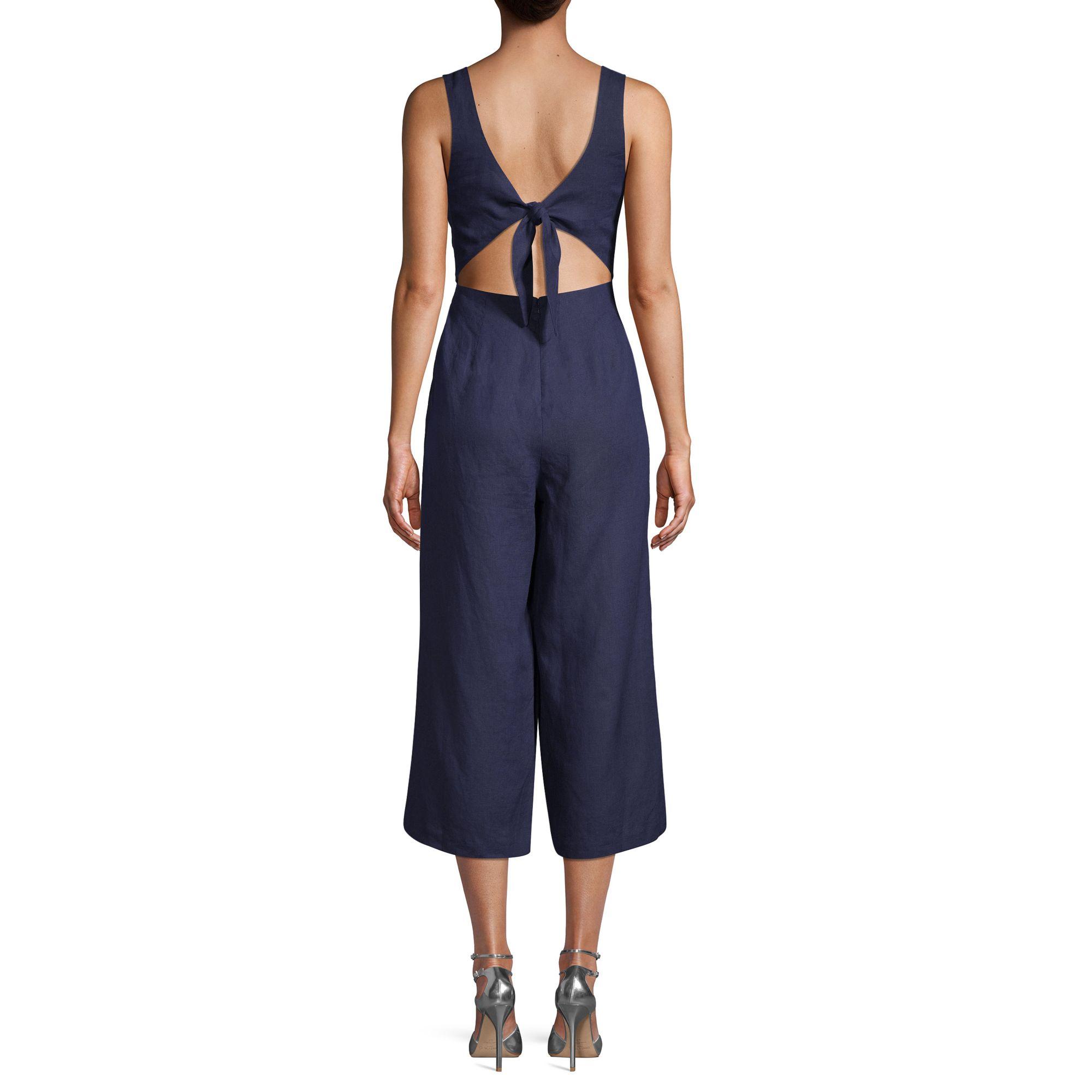 navy blue linen jumpsuit