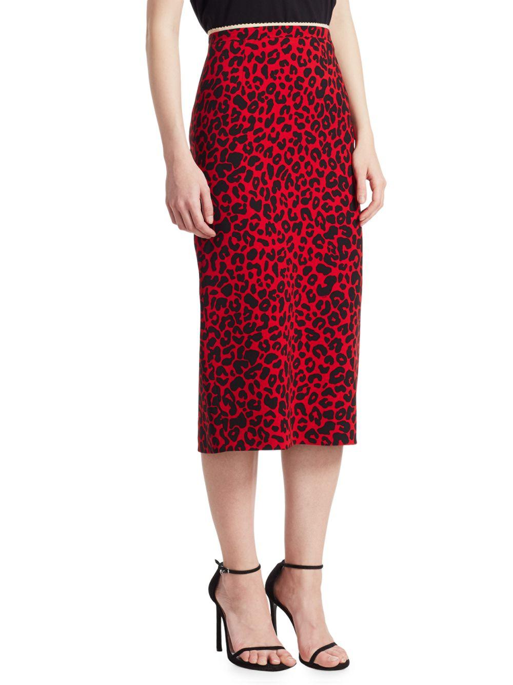 red leopard print pencil skirt
