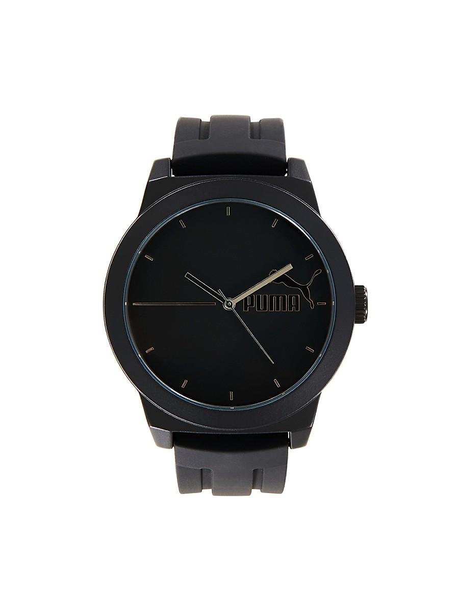 46mm Stainless Steel Silicone Strap Watch