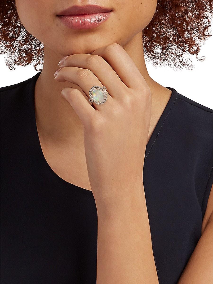 EFFY 14K Rose Gold Opal & Diamond Ring - Size 7 | Nordstromrack