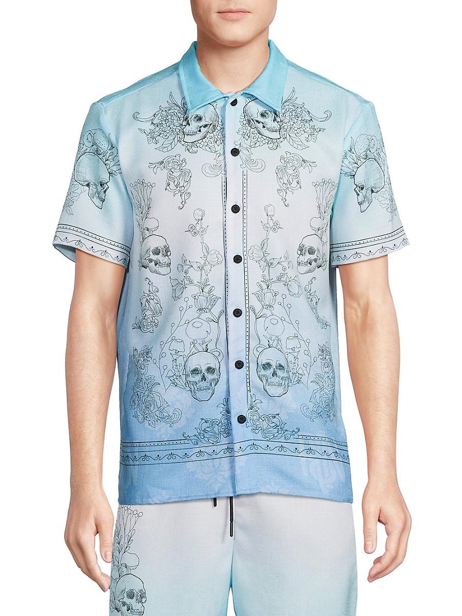 Reason Styx Skull Button Down Shirt in Blue for Men Lyst