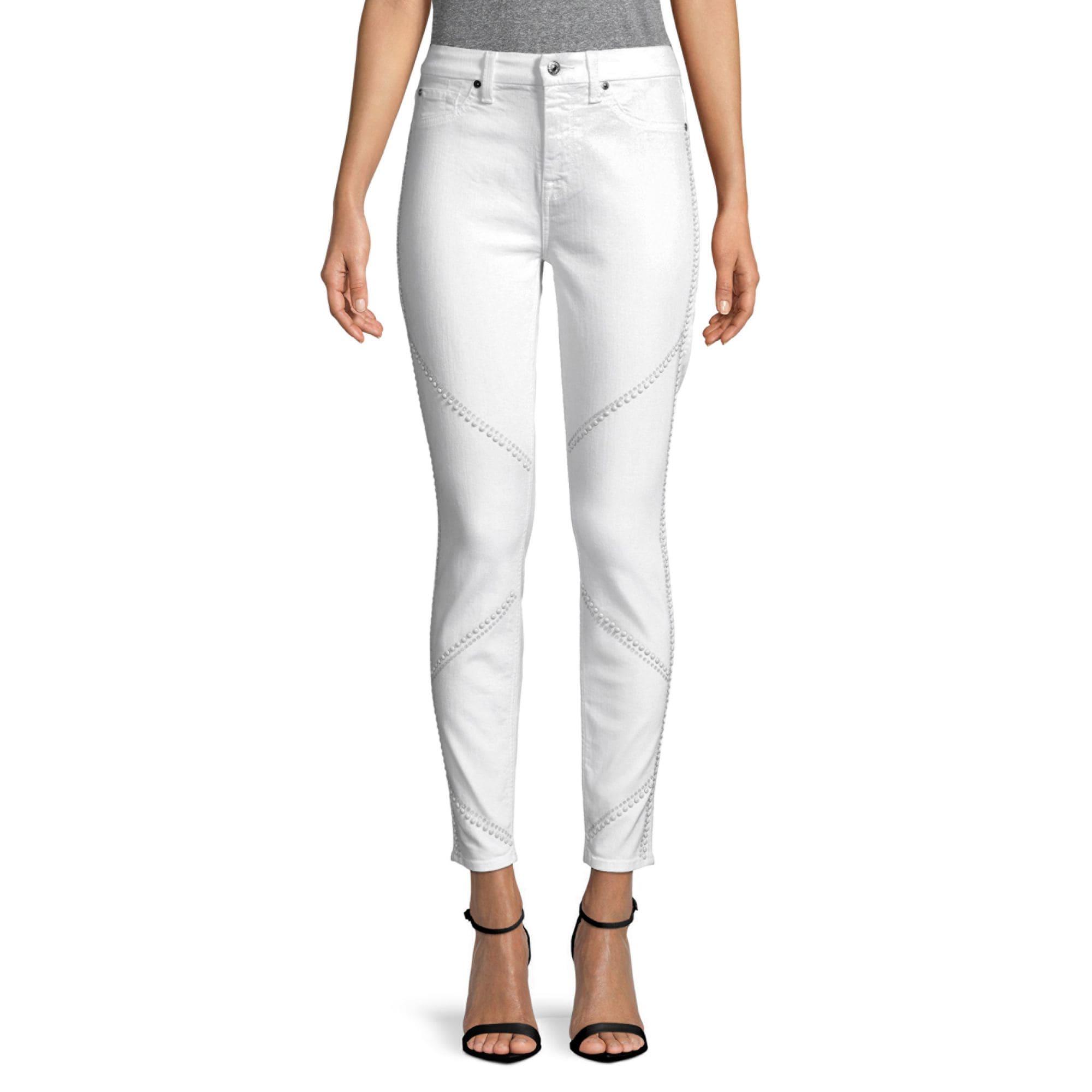 7 For All Mankind Denim High Waisted Ankle Jeans in White Save 17 Lyst