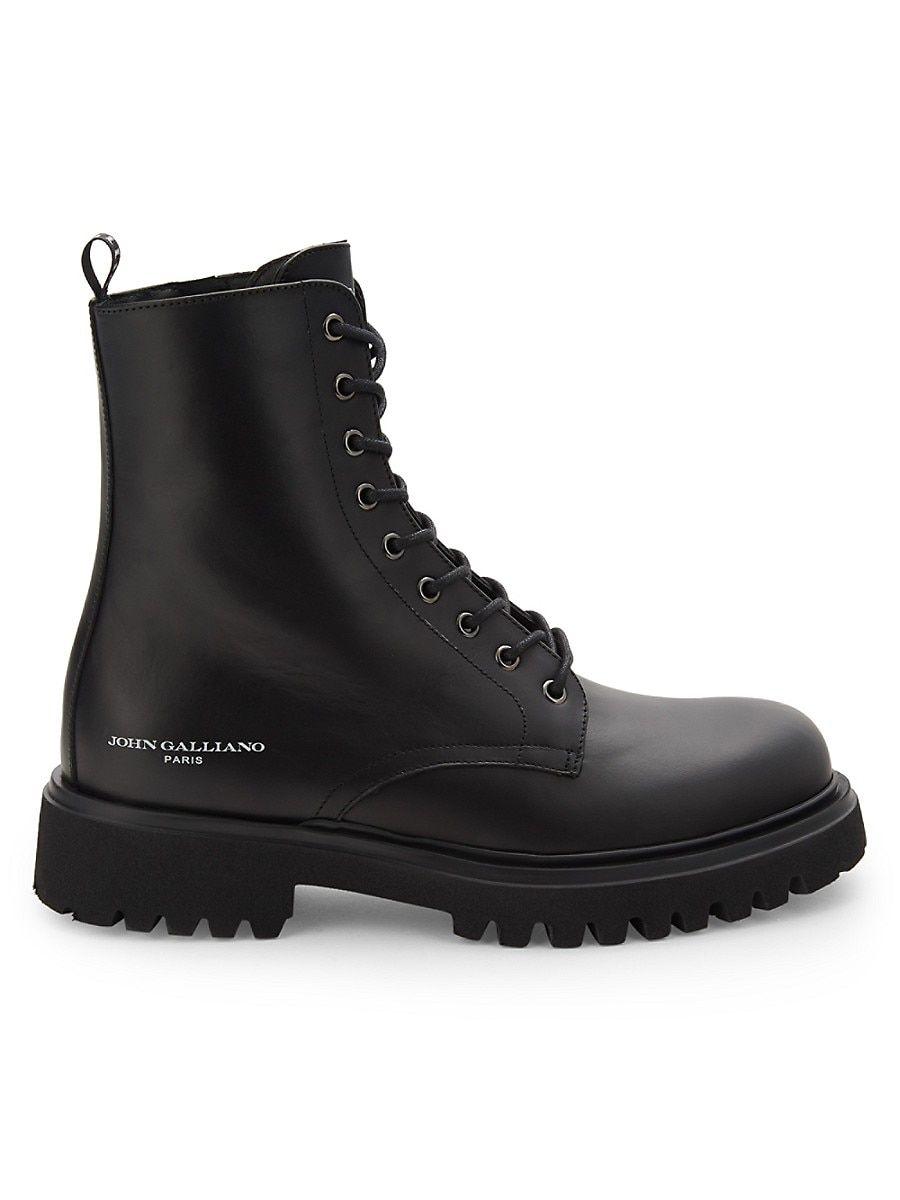 John Galliano Leather Combat Boots in Black for Men Lyst