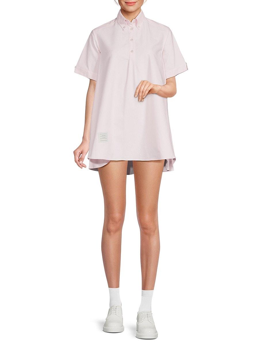 Thom Browne Cotton A-Line Mini Shirtdress in White | Lyst