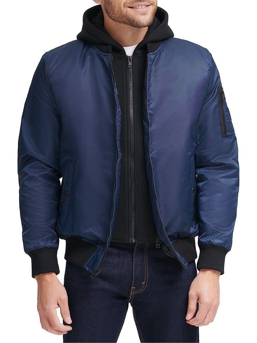 Guess Nylon Hooded Bomber Jacket in 