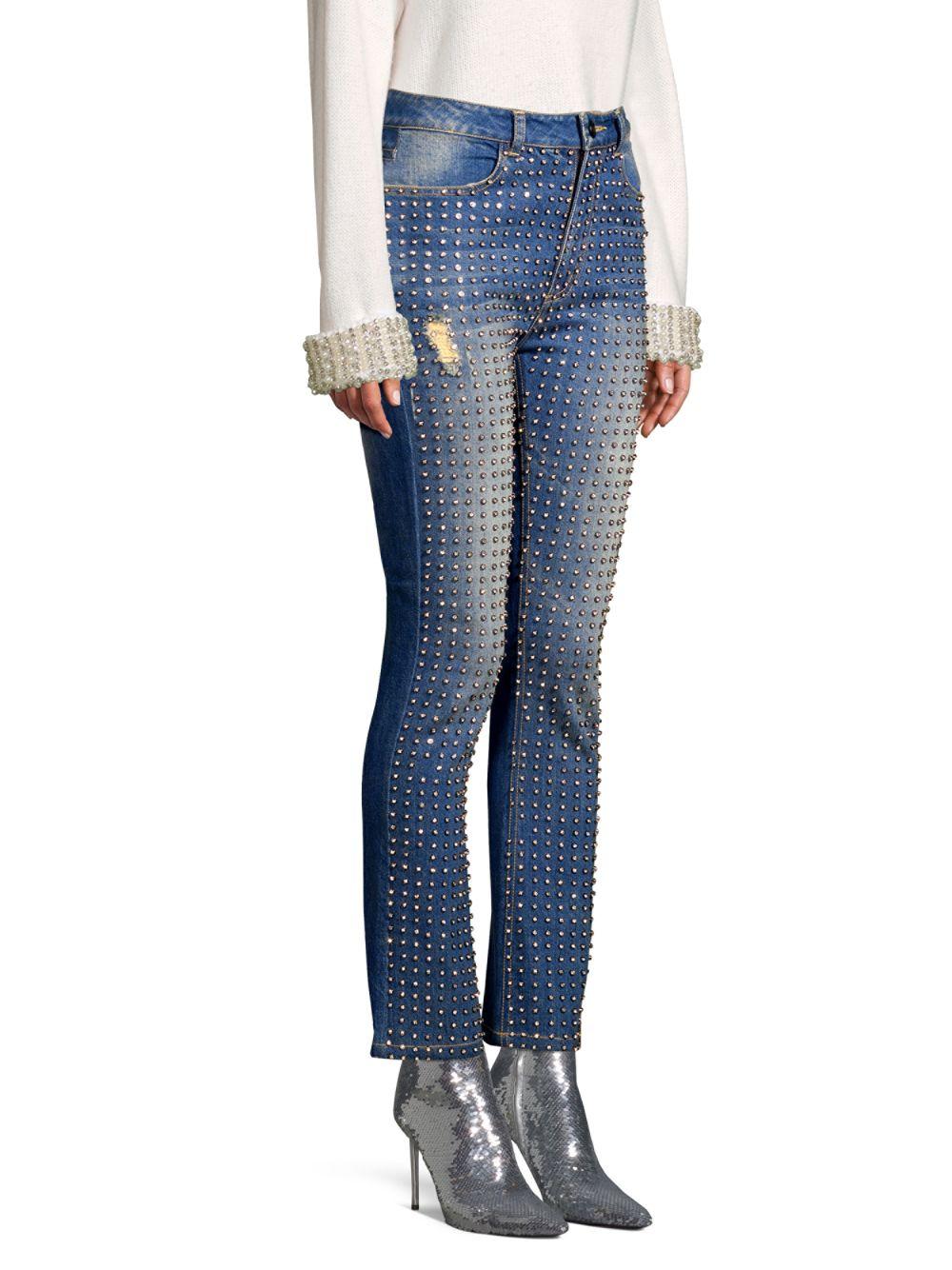 Alice + Olivia Denim Fabrice High-rise Crystal Embellished Jeans in