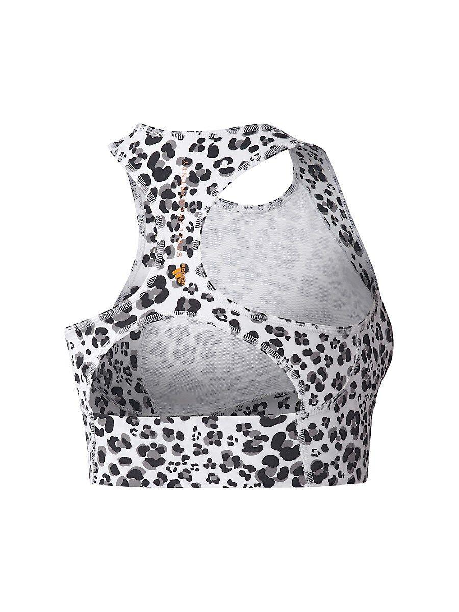 adidas Truepur Leopard-print Sports Bra in White | Lyst