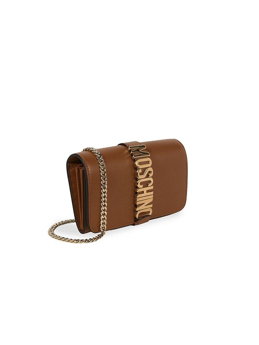 Moschino Logo Leather Mini Crossbody Bag in Brown Lyst