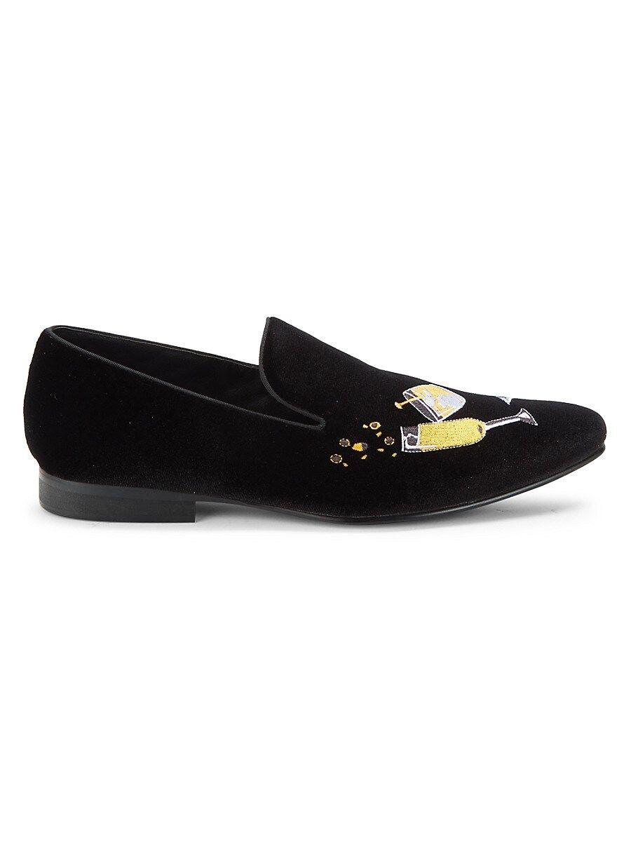 Steve Madden Embroidered Velvet Smoking Slippers in Black for Men | Lyst