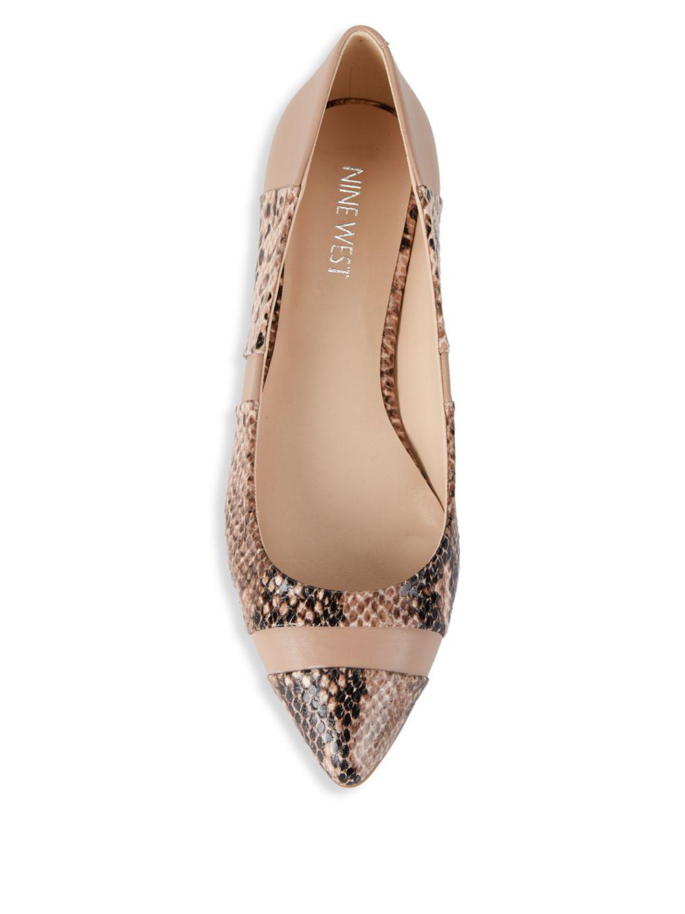 pointed snakeskin flat shoes