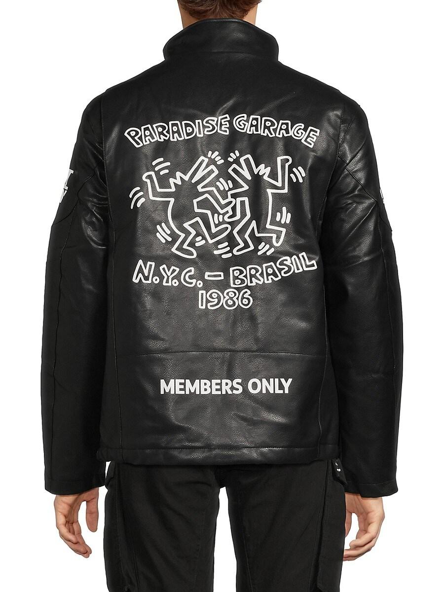 Members Only Keith Haring Graphic Faux Leather Jacket in Black for Men Lyst UK