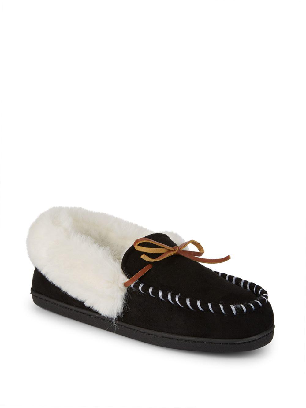 Saks Fifth Avenue Coco Faux Fur Slippers in Black Lyst