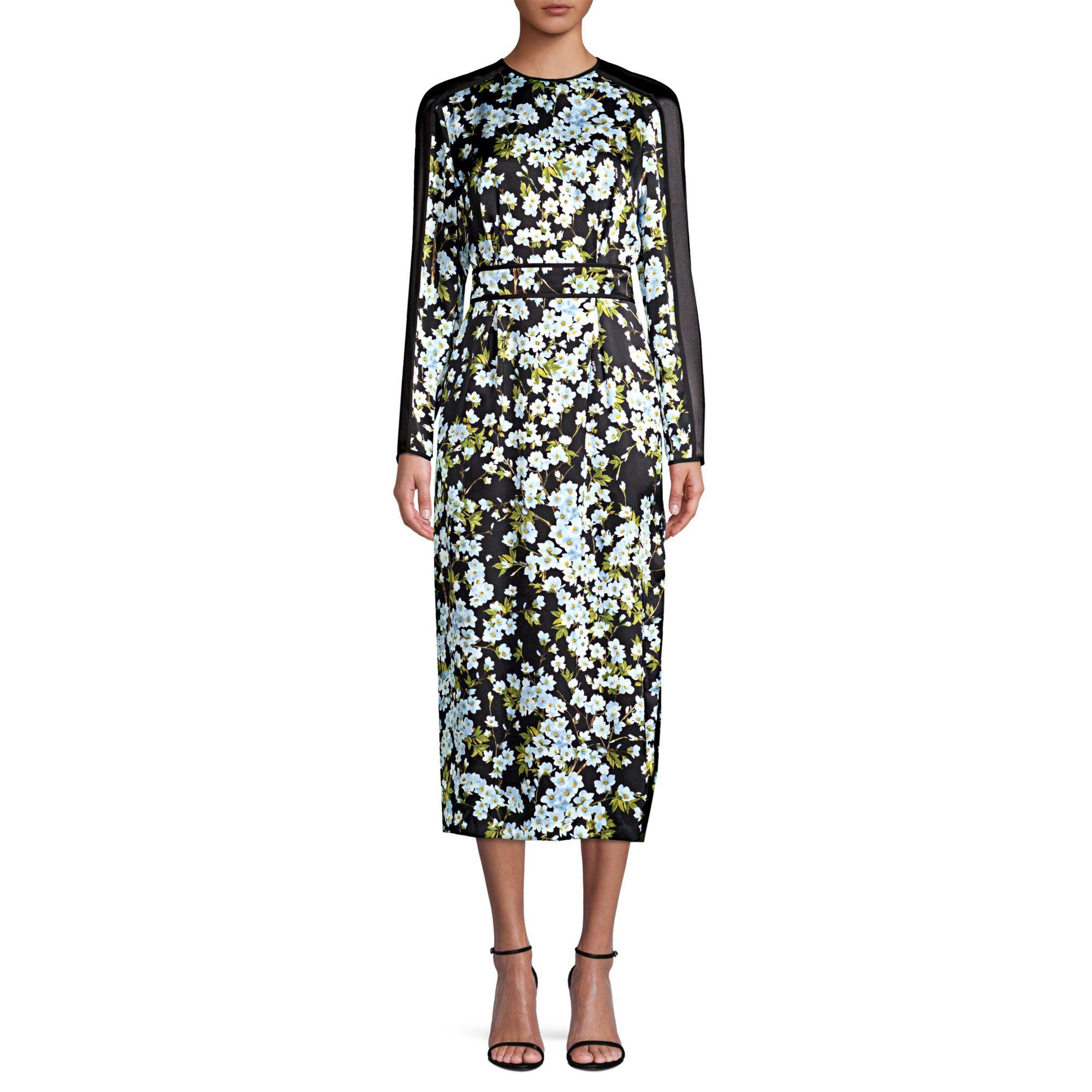 silk midi dress long sleeve