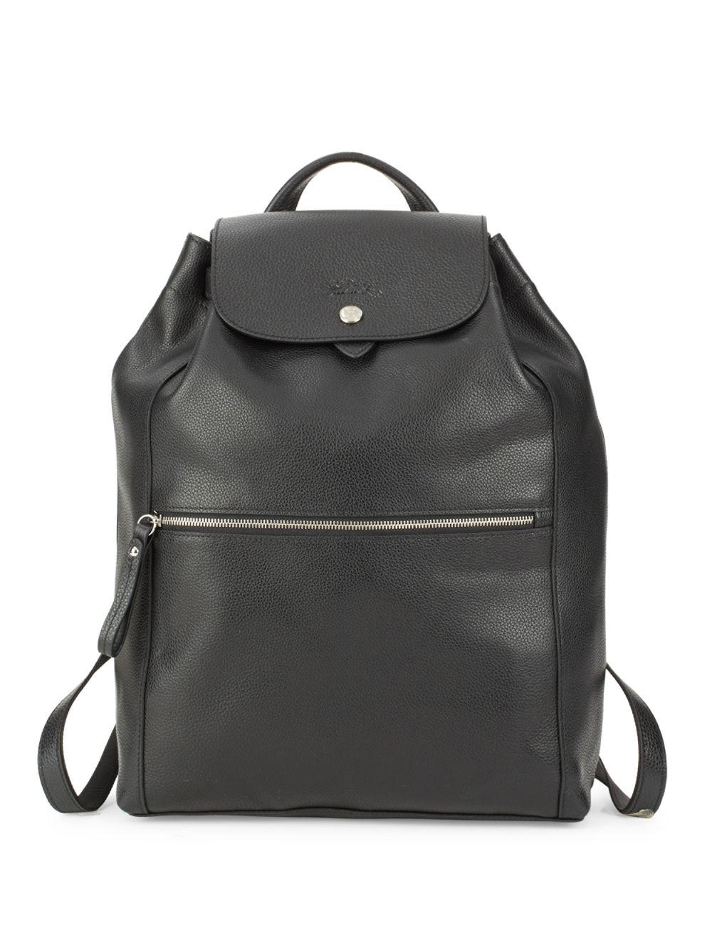 Longchamp Leather Le Foulonne Backpack in Black - Lyst