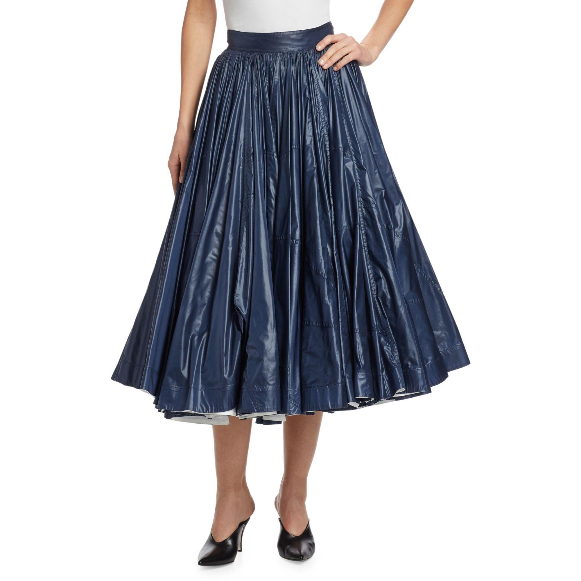 Calvin Klein Shiny Nylon A-line Skirt in Blue | Lyst
