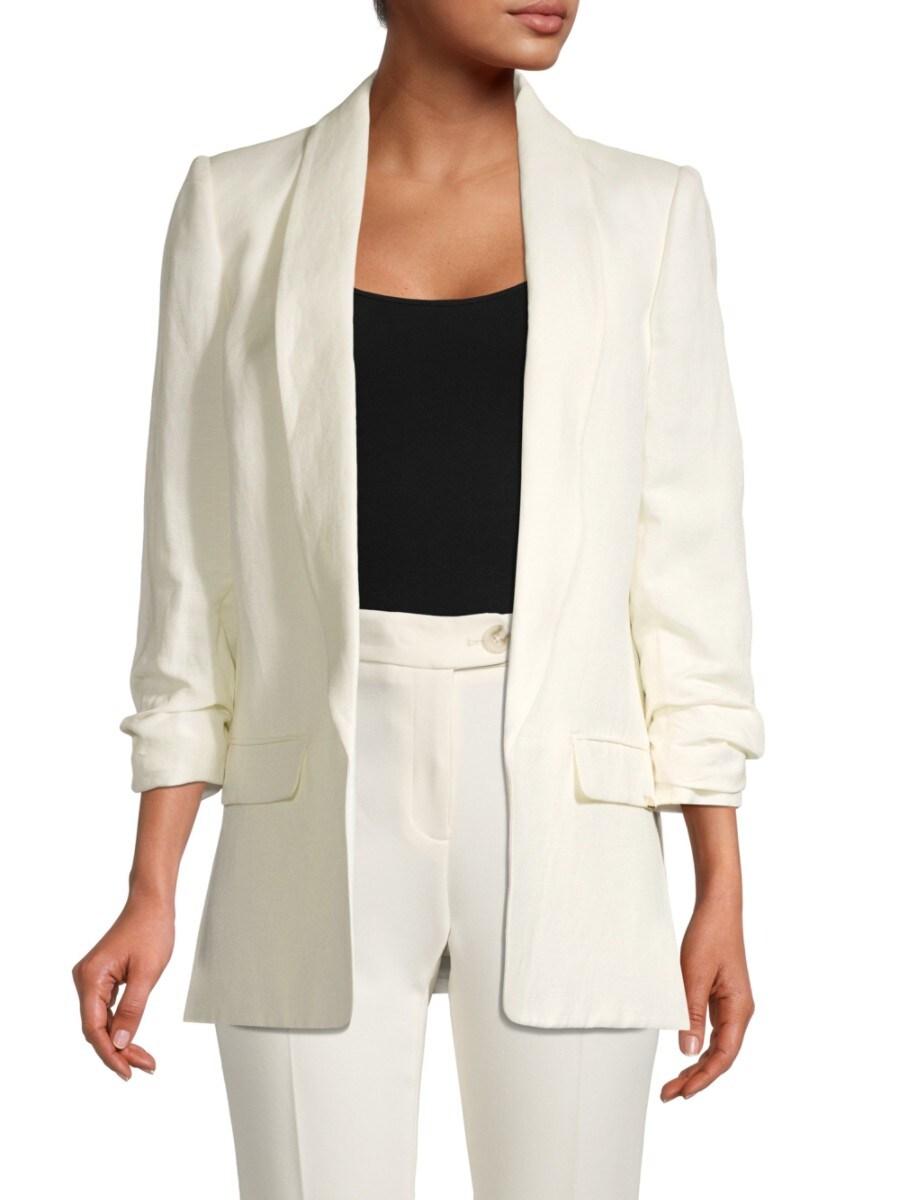 Tommy Hilfiger Women's Open-front Linen-blend Blazer - Ivory - Size 14 in  White | Lyst