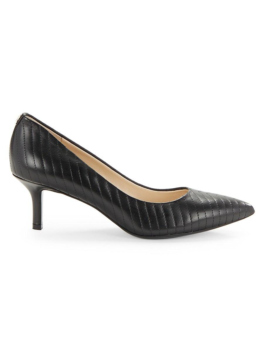 Black leather pointed toe pumps deals