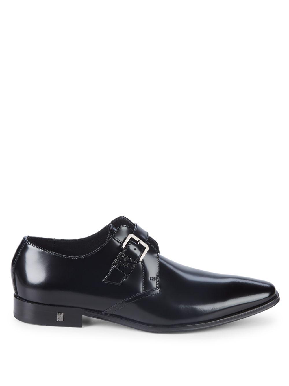 Versace Patent Leather Monk Strap Shoes in Black for Men - Lyst