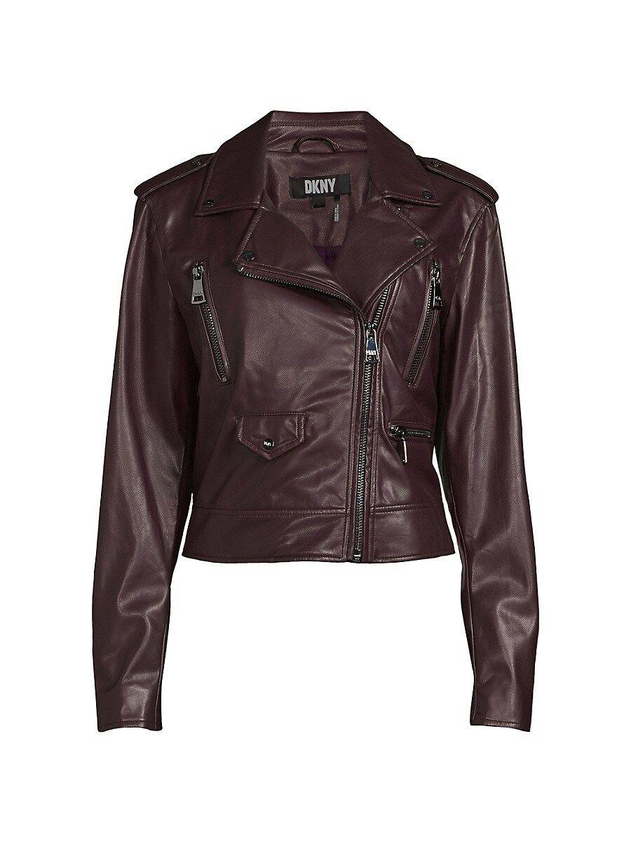 Dkny faux top leather moto jacket