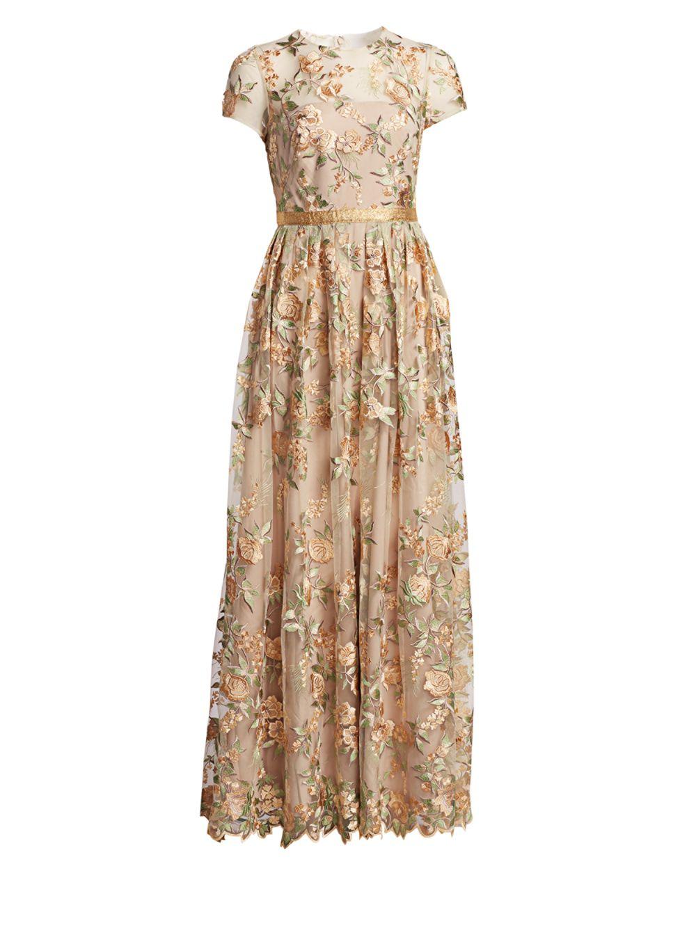 ml monique lhuillier floral overlay dress