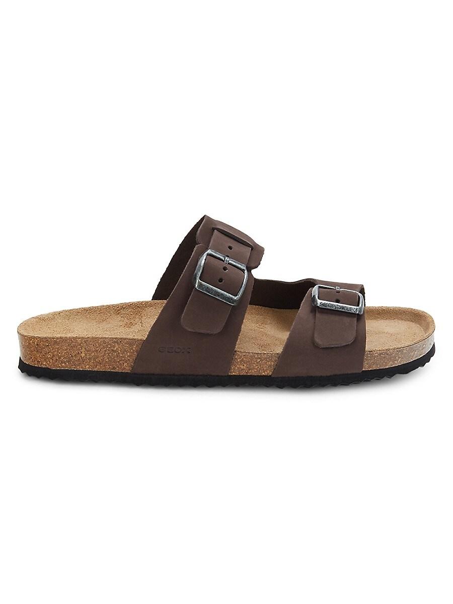 Geox Dual-strap Leather Sandals in Brown | Lyst