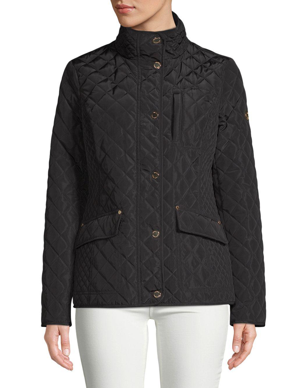MICHAEL Michael Kors Synthetic Button-up Quilted Jacket in Black - Lyst