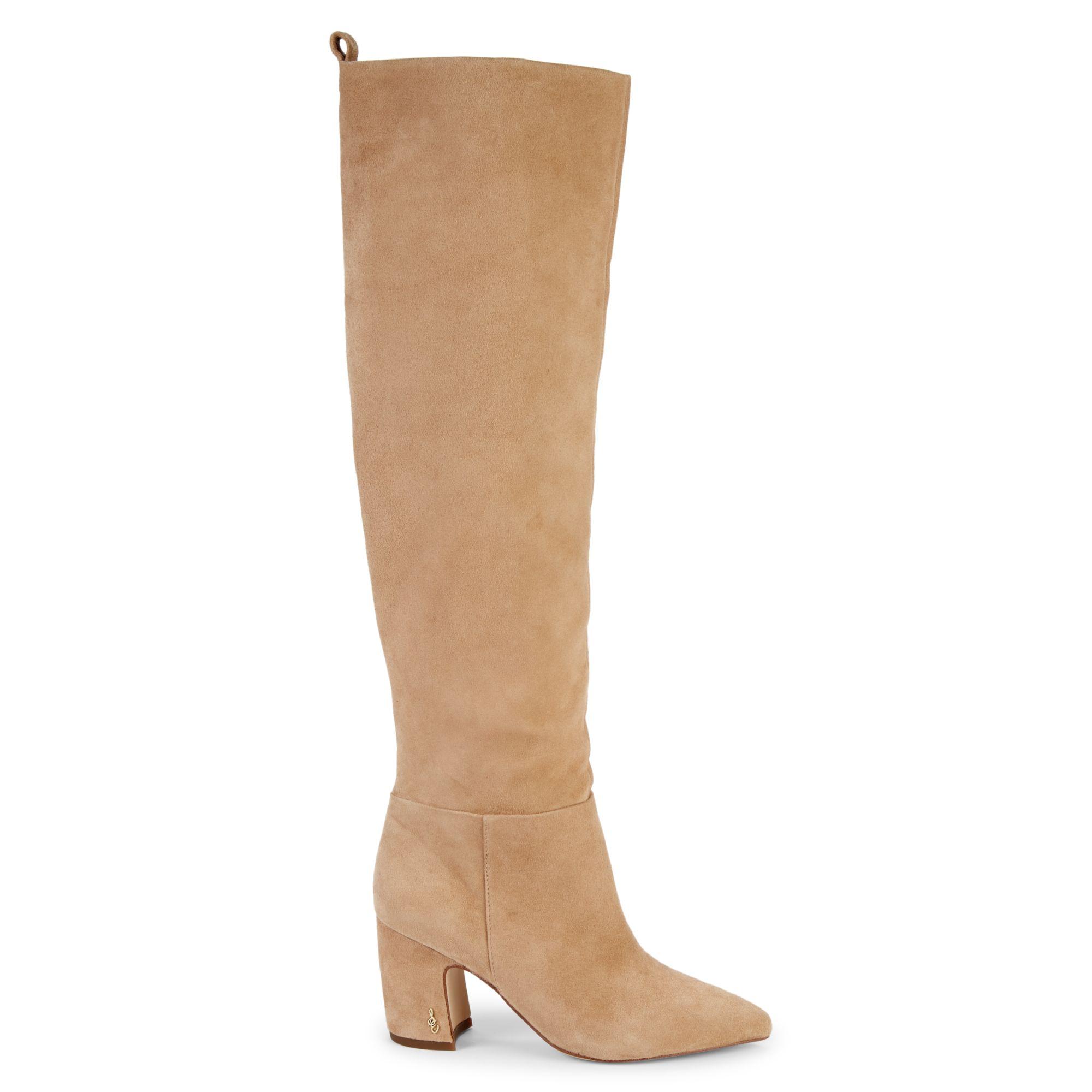 Sam Edelman Hutton Knee-high Suede Boots in Natural | Lyst