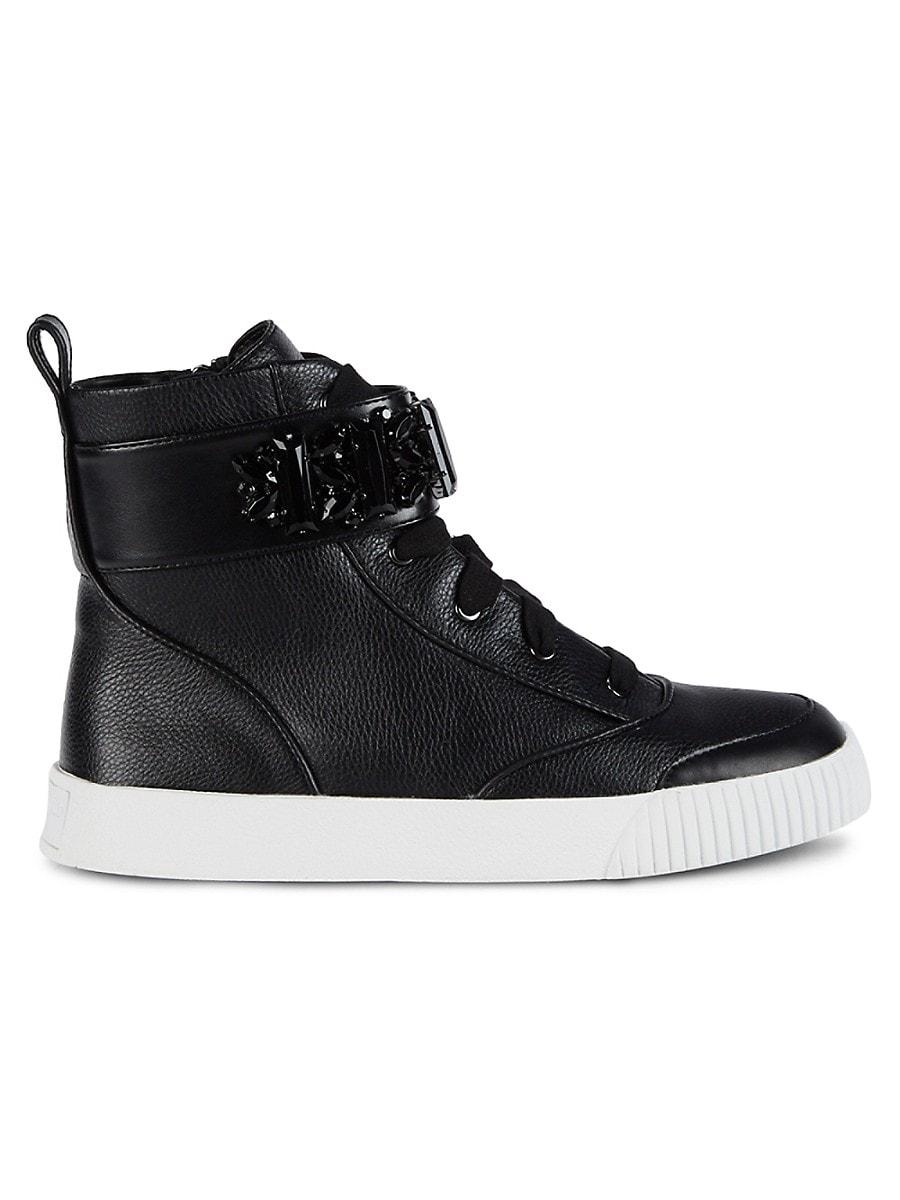 Karl Lagerfeld Jeren Embellished Leather High-top Sneakers in Black | Lyst