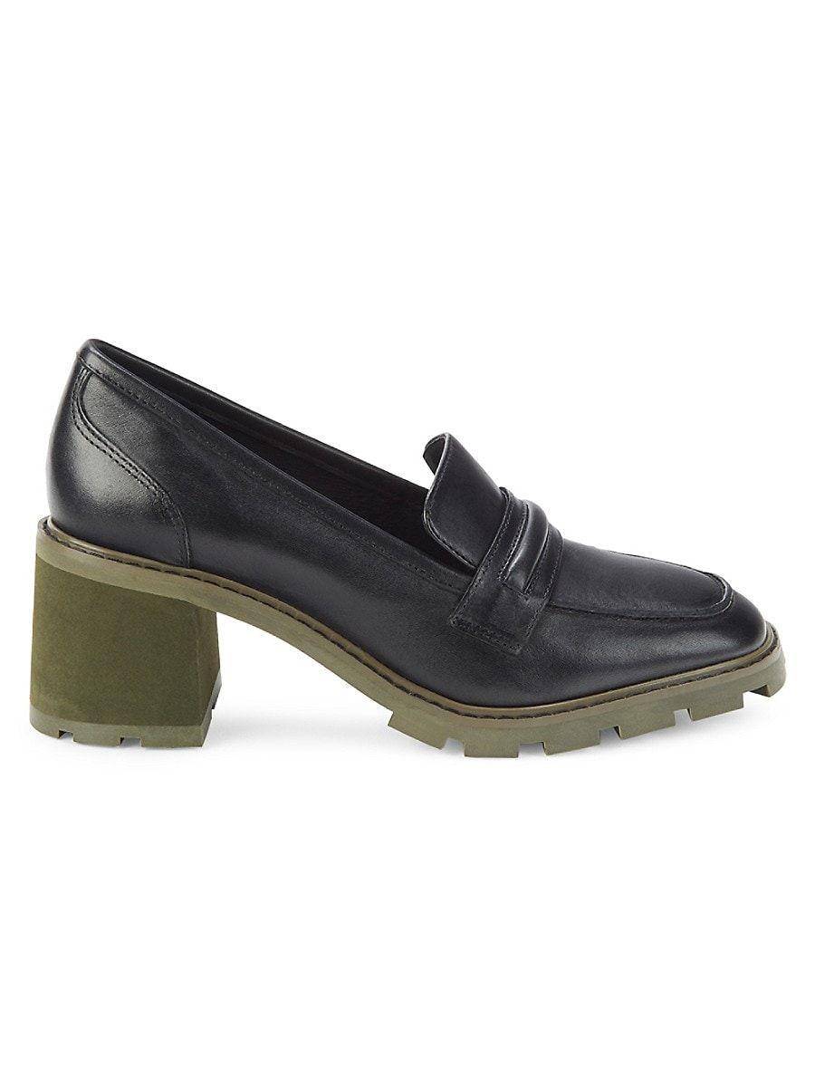 Sanctuary Sa Parker Block Heel Leather Loafers in Black | Lyst