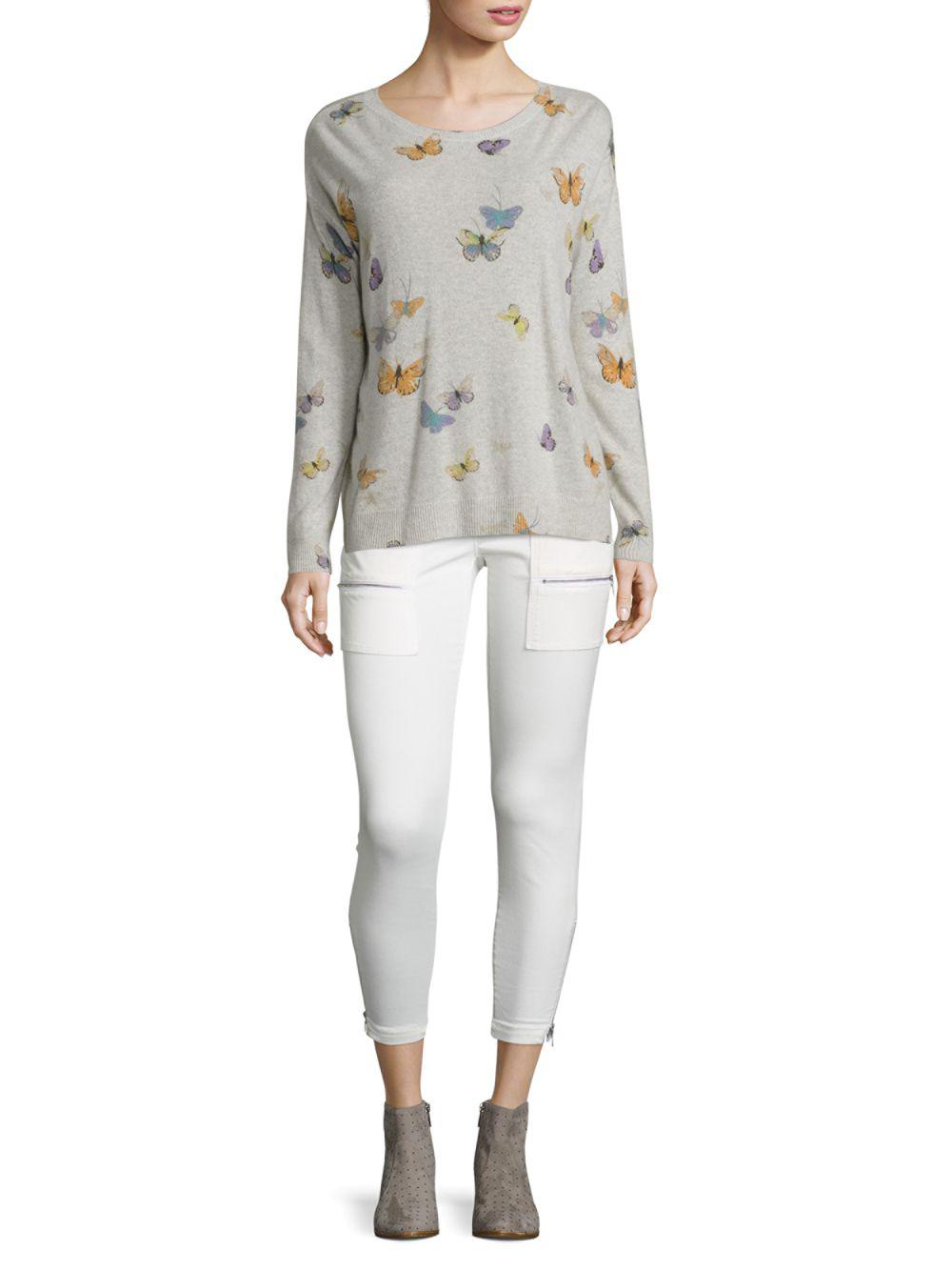 Joie Eloisa Butterfly print Cashmere Sweater in Gray Lyst