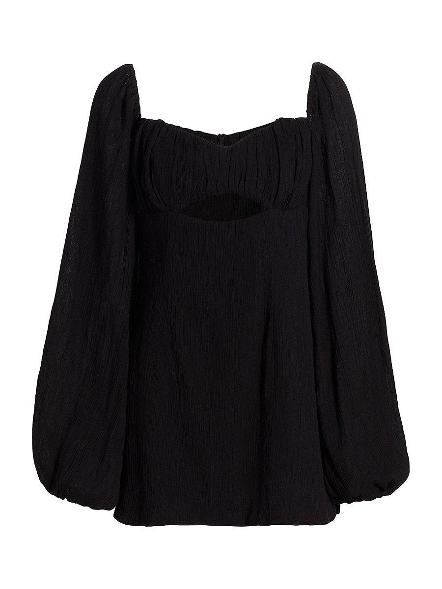 RUMER Camille Cotton Cutout Minidress in Black | Lyst