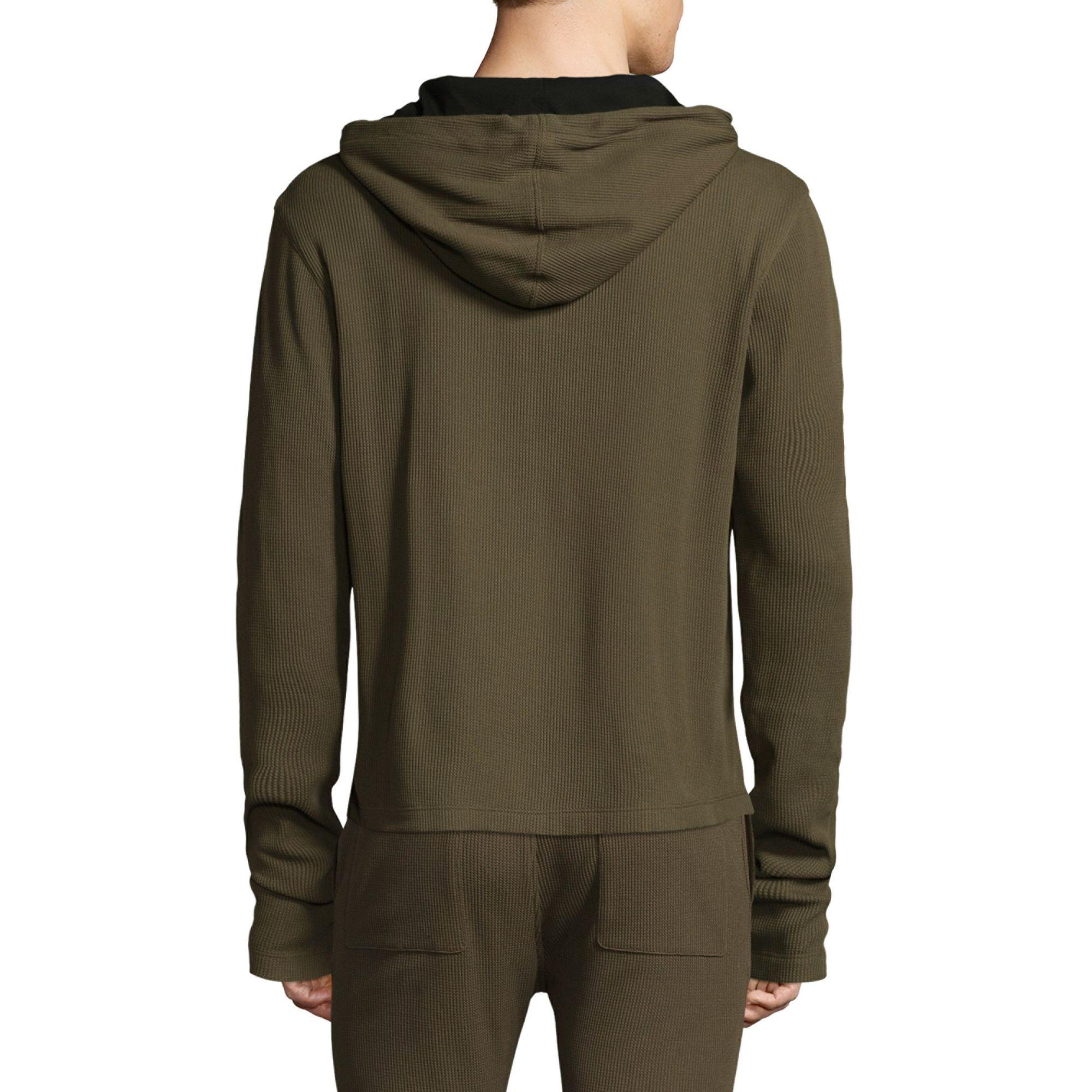 Helmut Lang Waffle-knit Cotton Zip-up Hoodie in Black for Men - Lyst