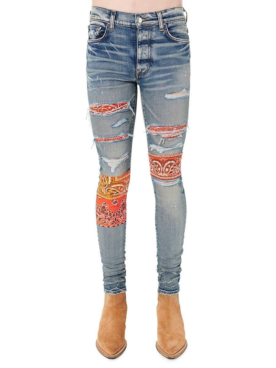 Amiri Vintage Bandana Art Patch Skinny Jeans in Blue for Men Lyst