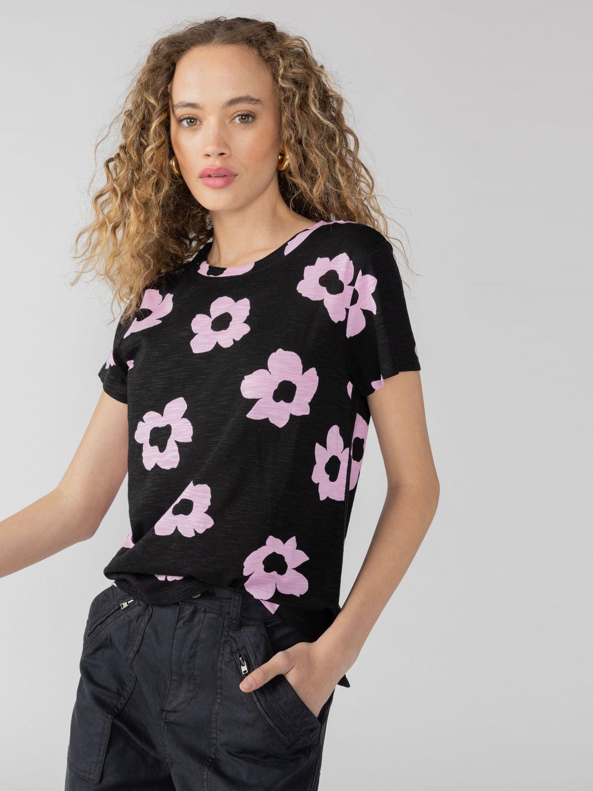 Sanctuary The Perfect Tee Pink No.3 Flower Pop in Black | Lyst