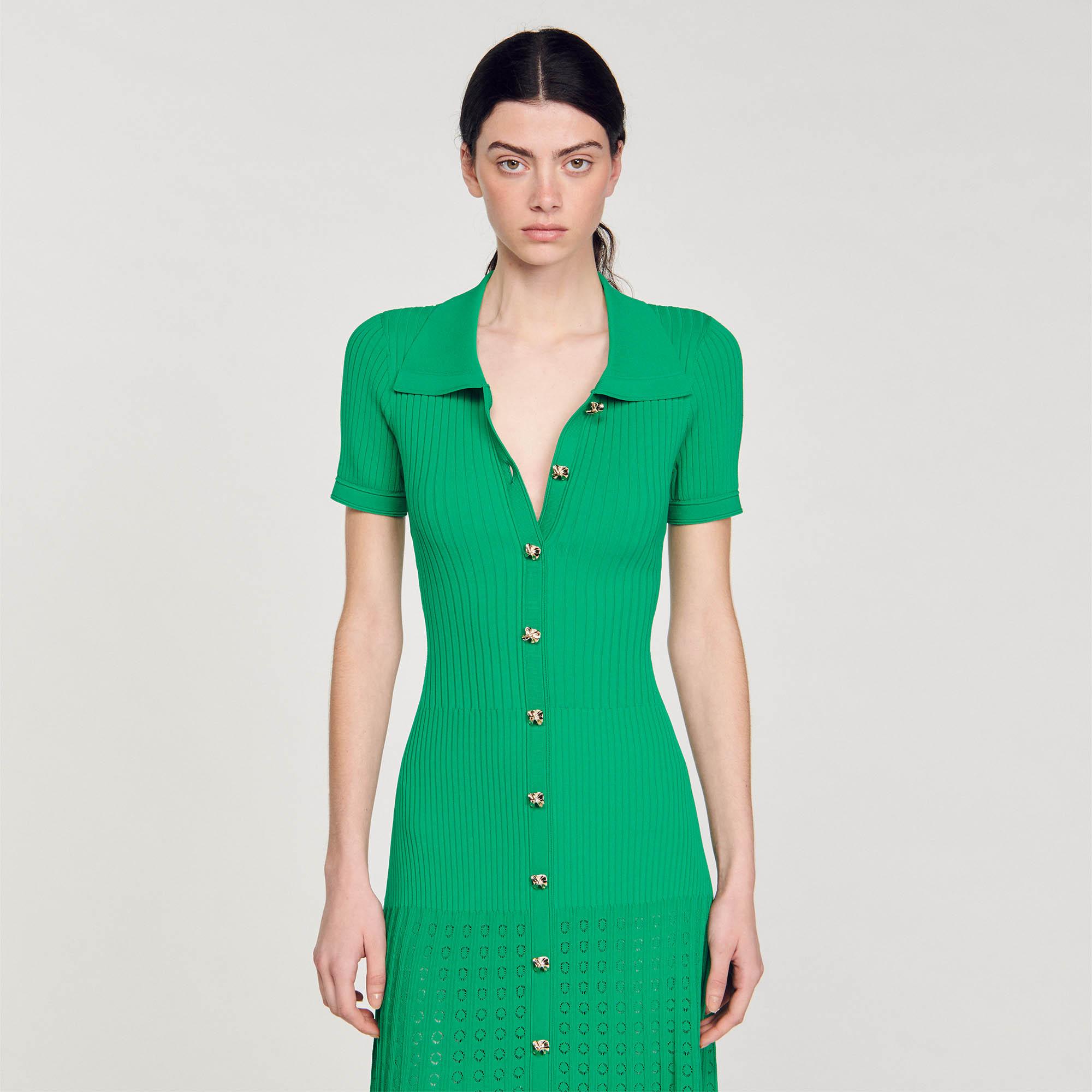 Sandro Knit Maxi Dress in Green | Lyst UK
