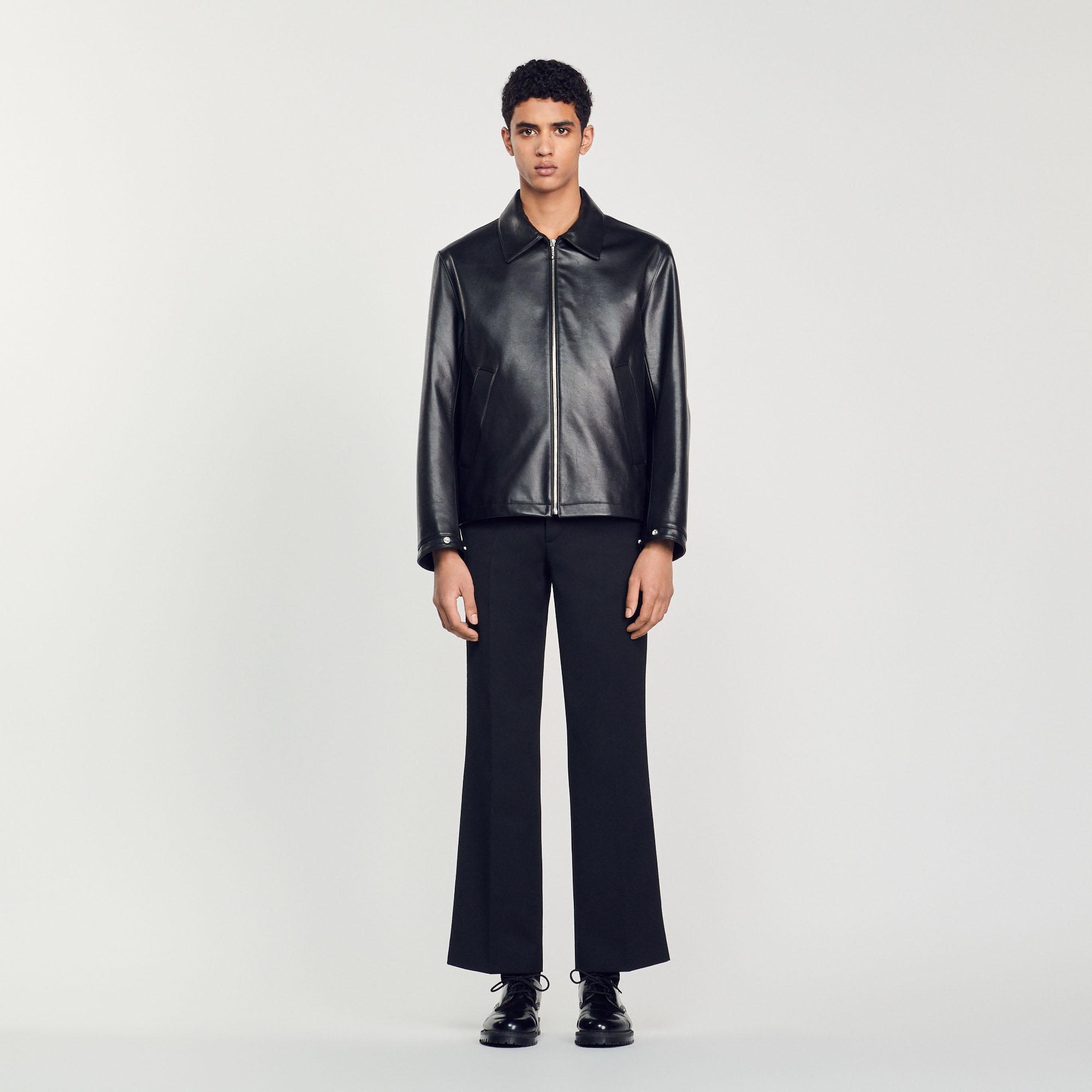 Sandro Smooth Leather Jacket in Blue for Men Lyst UK