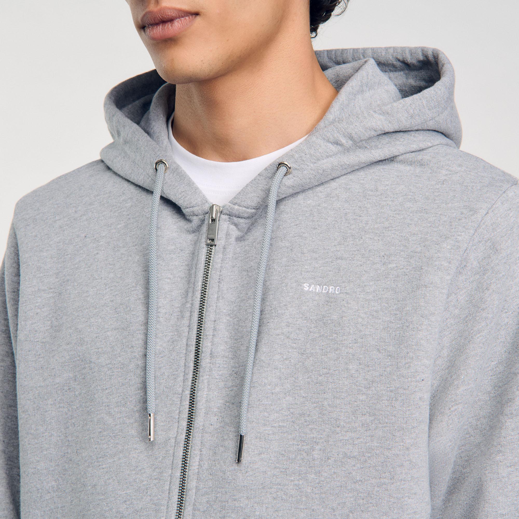 Sandro Embroidered Organic Cotton Hoodie in Grey for Men Lyst UK