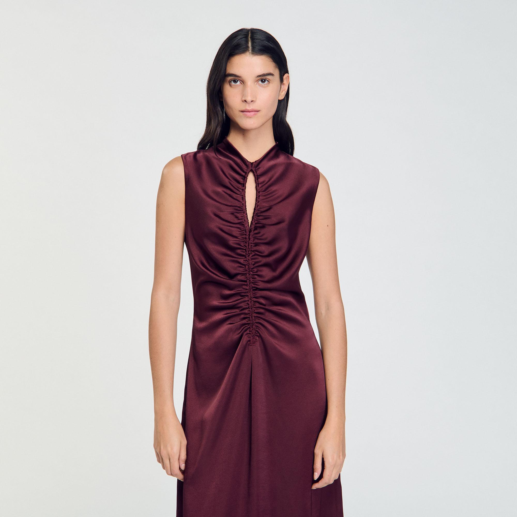 sandro draped satin effect dress Sandro Long Satin-Effect Maxi Dress In Neutral / White - 60% Off