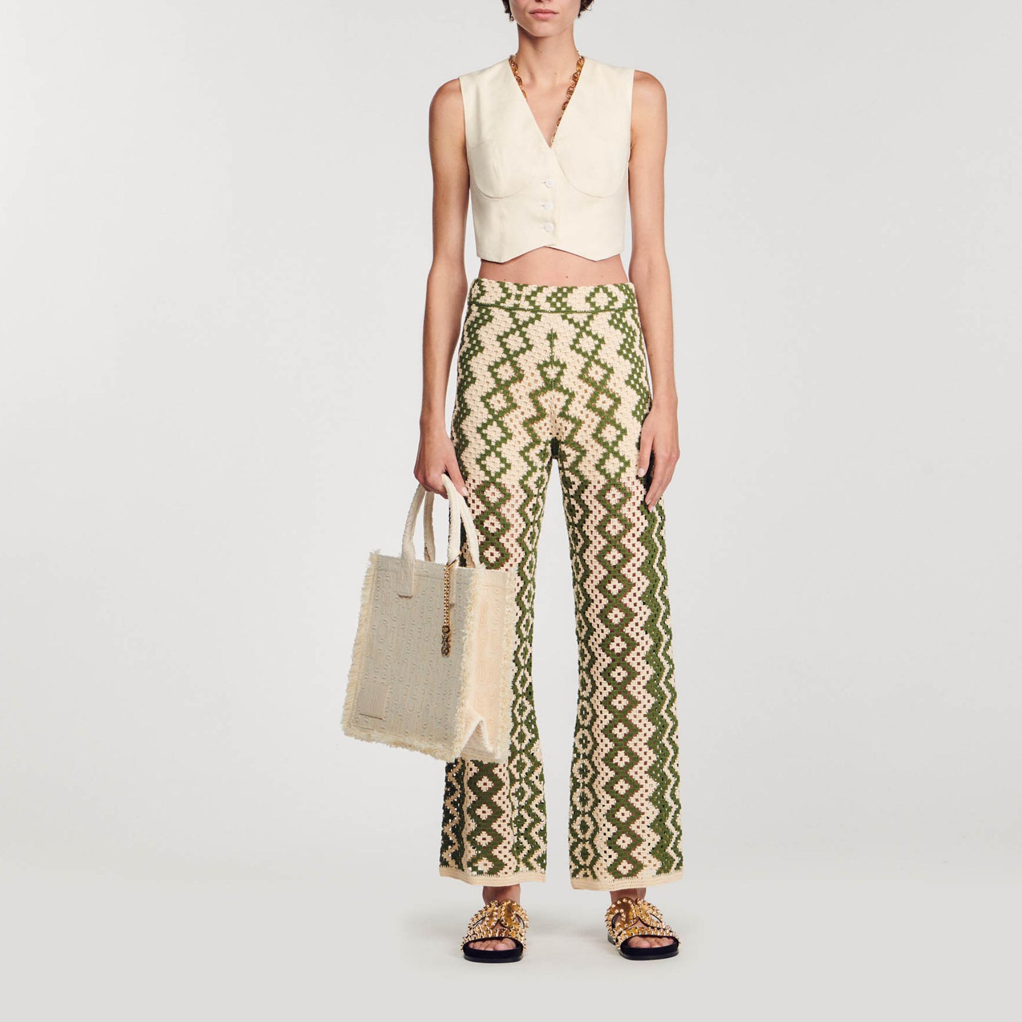 Pantalon en maille Sandro en coloris Marron Lyst