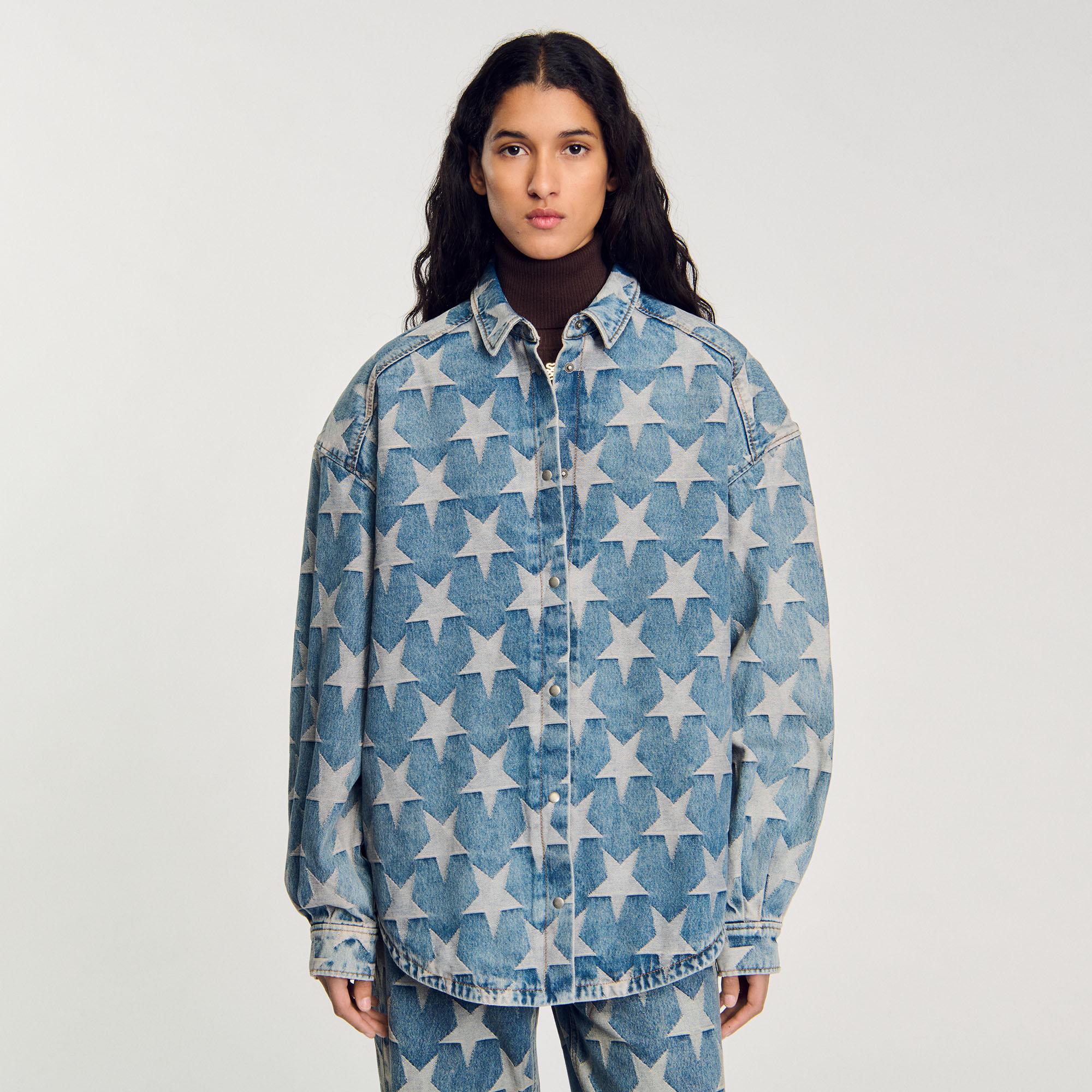 Sandro Starry Denim Overshirt Jacket in Blue Lyst UK