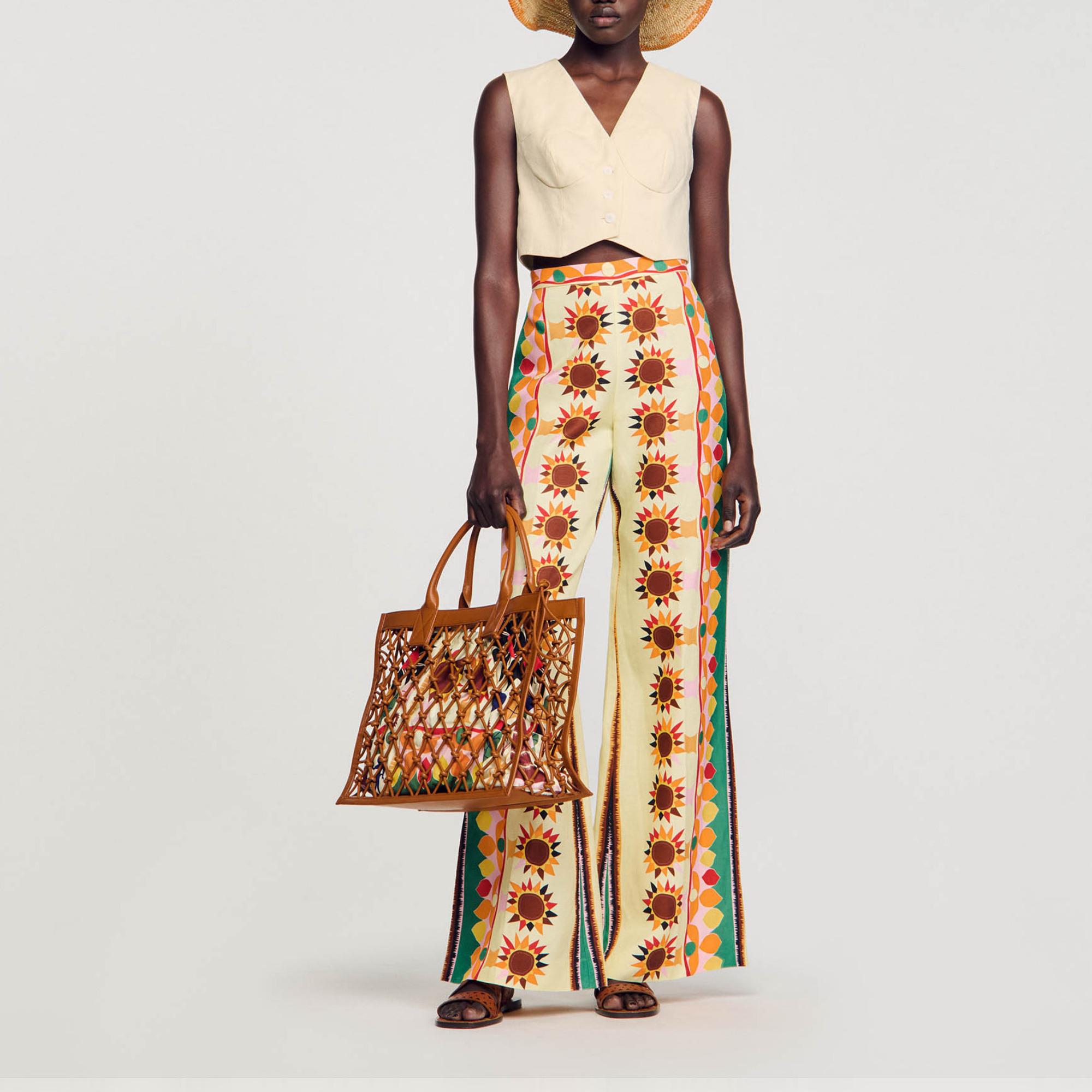 Pantalon fluide imprimé Sandro en coloris Jaune Lyst