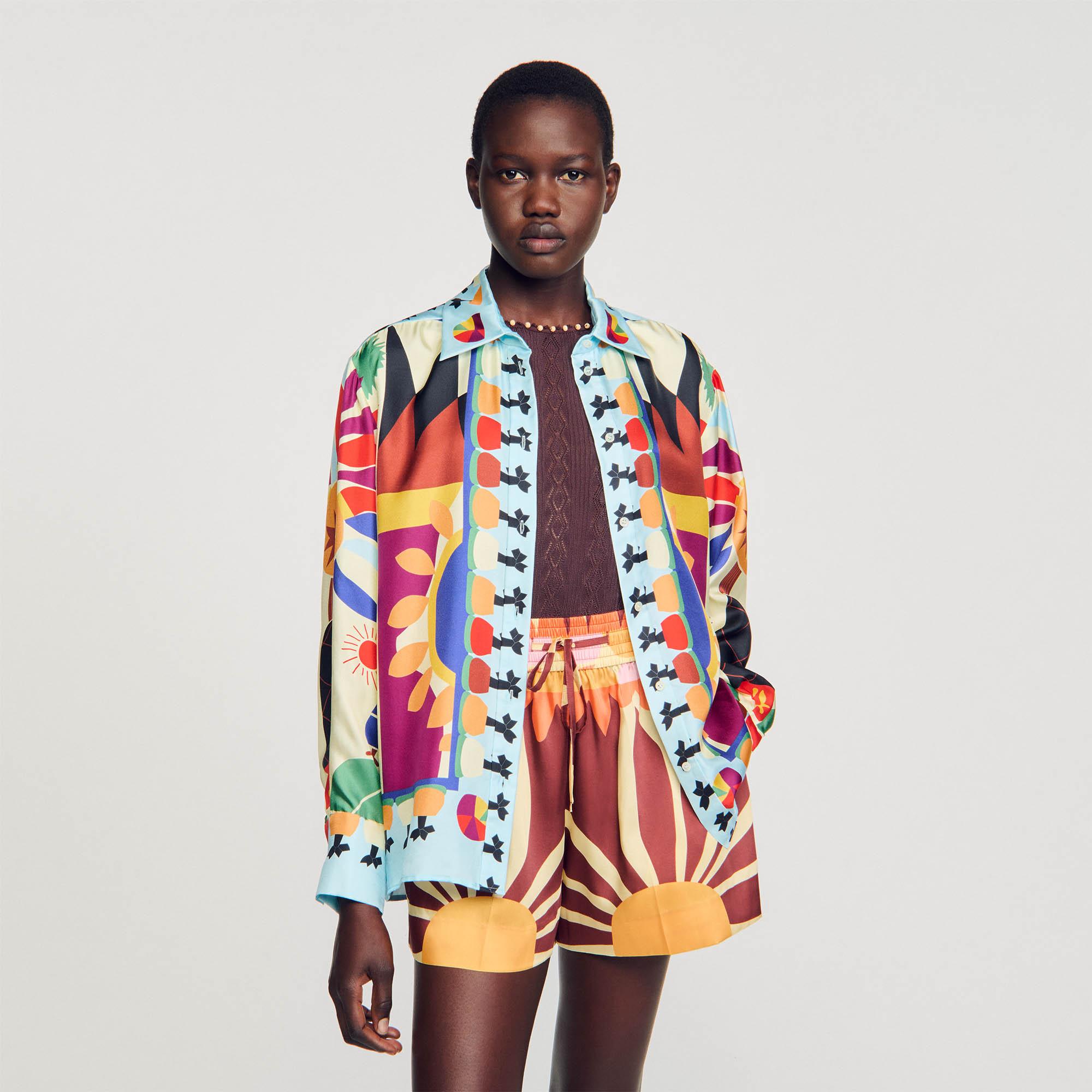 Chemise Imprimée Sandro Chemisier Femme Chemise Rayée Droite