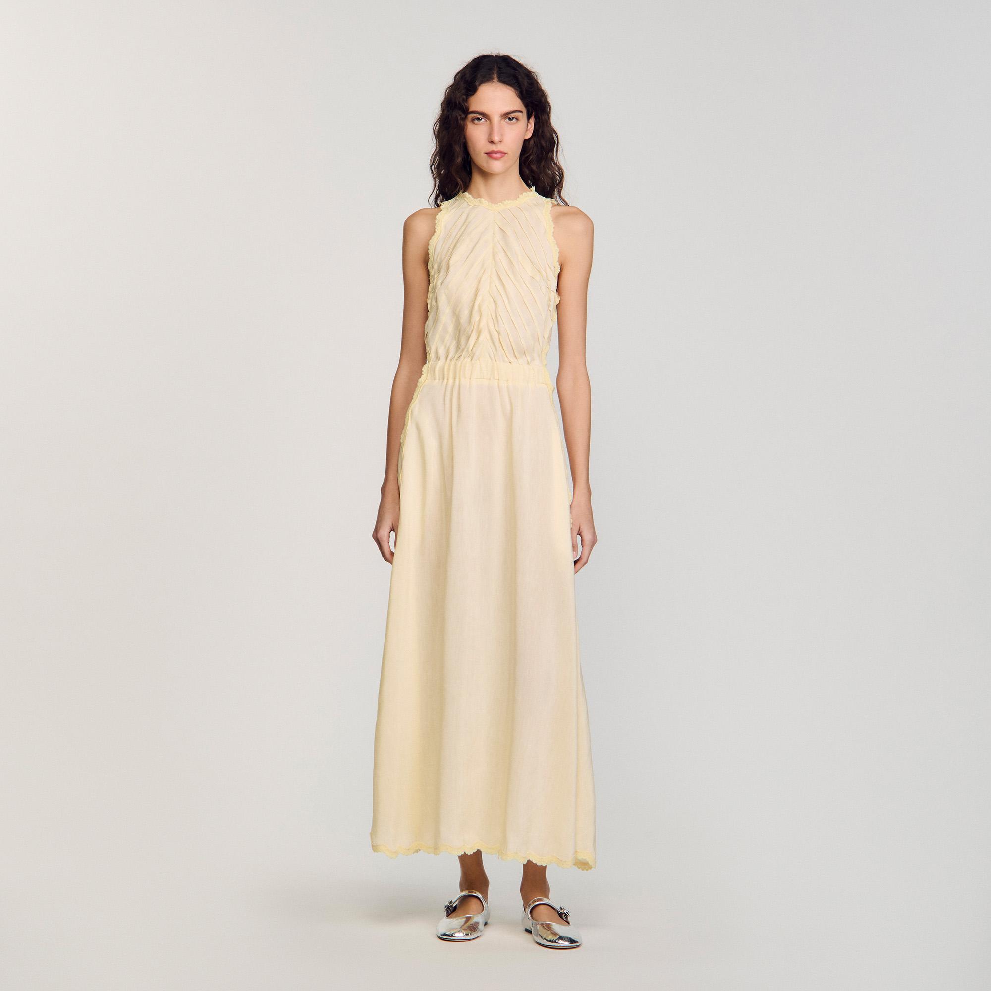 sandro yellow lace dress Yellow lace dress