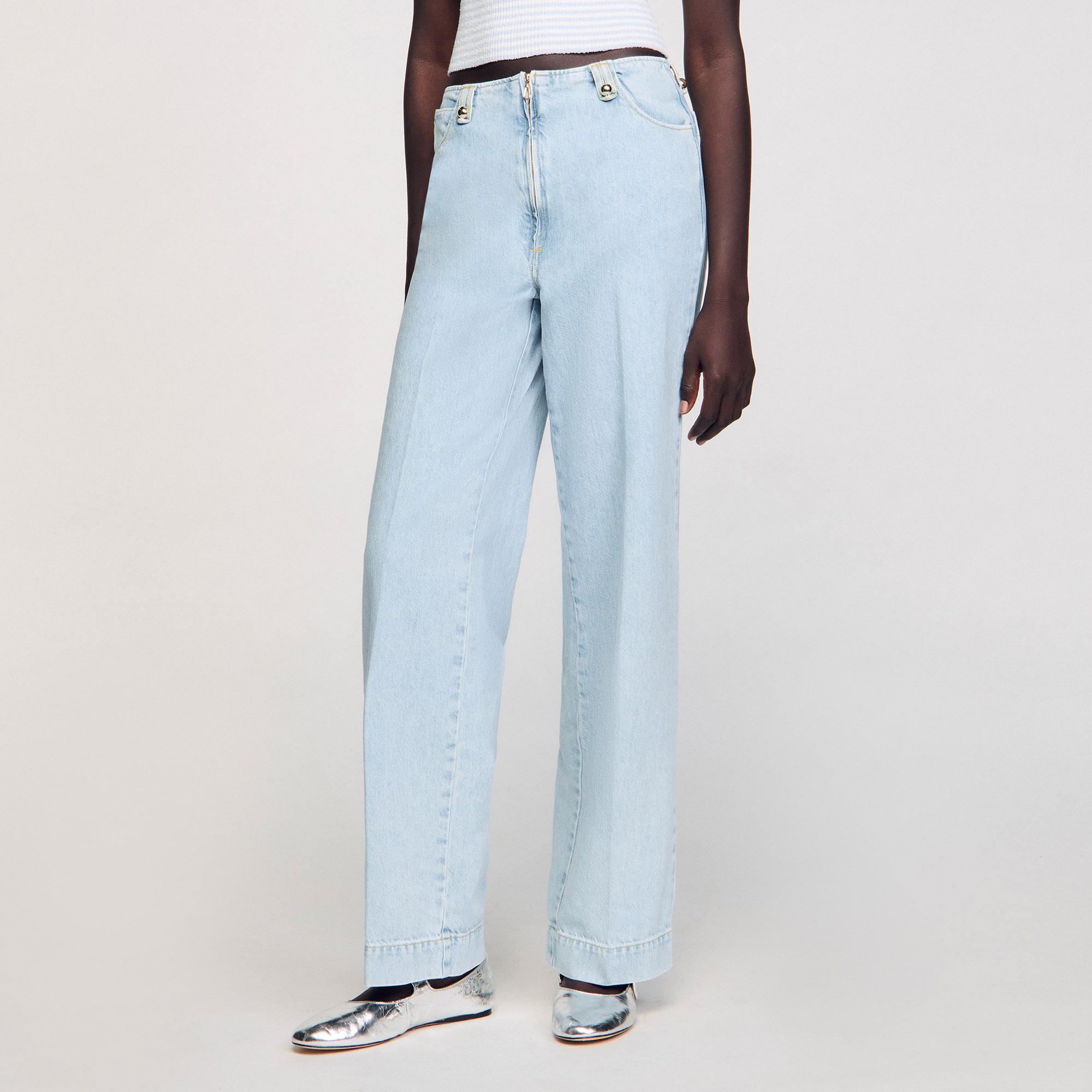 Sandro Faded Wide-Leg Jeans in Blue Lyst UK