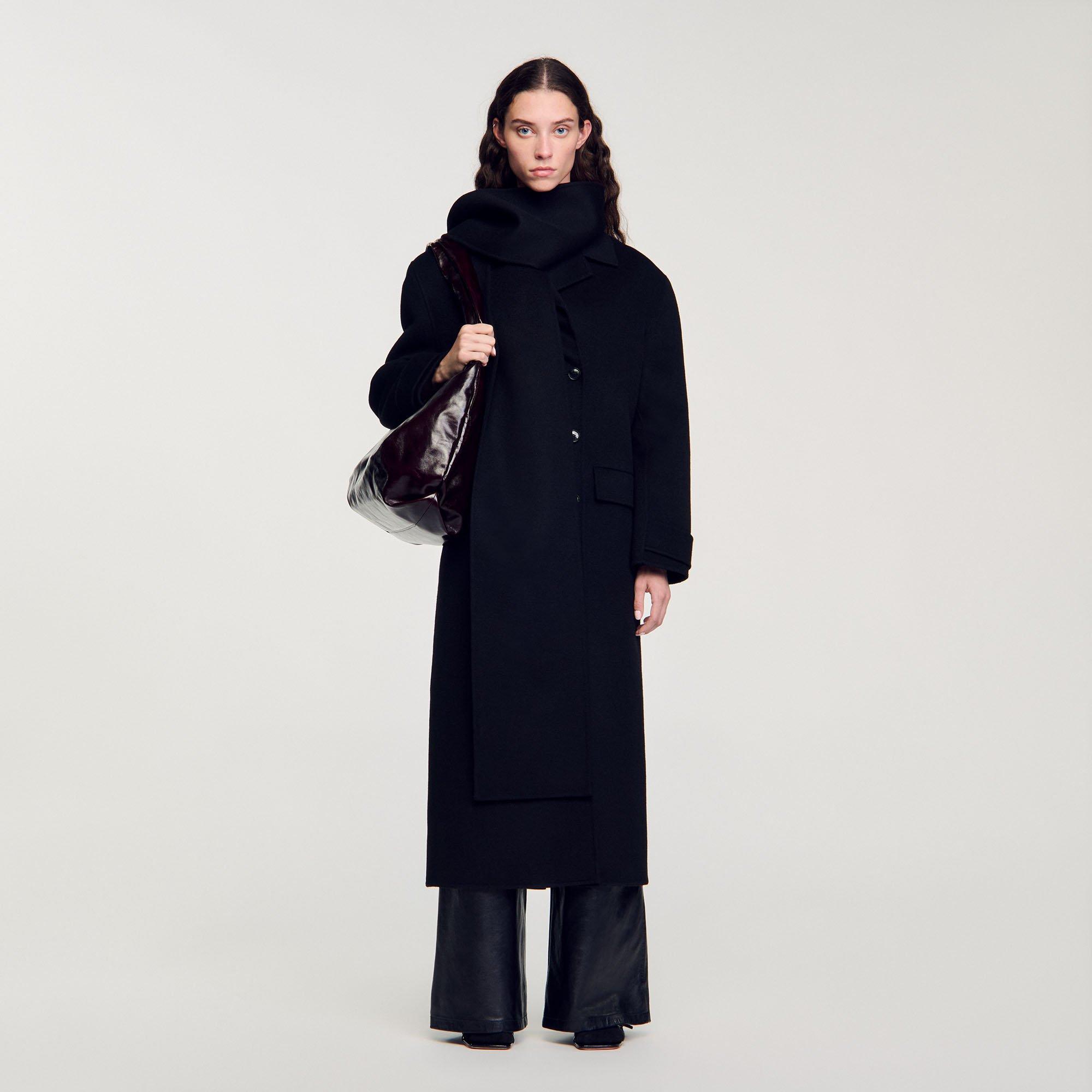 Manteau echarpe oversized en laine Sandro en coloris Bleu Lyst